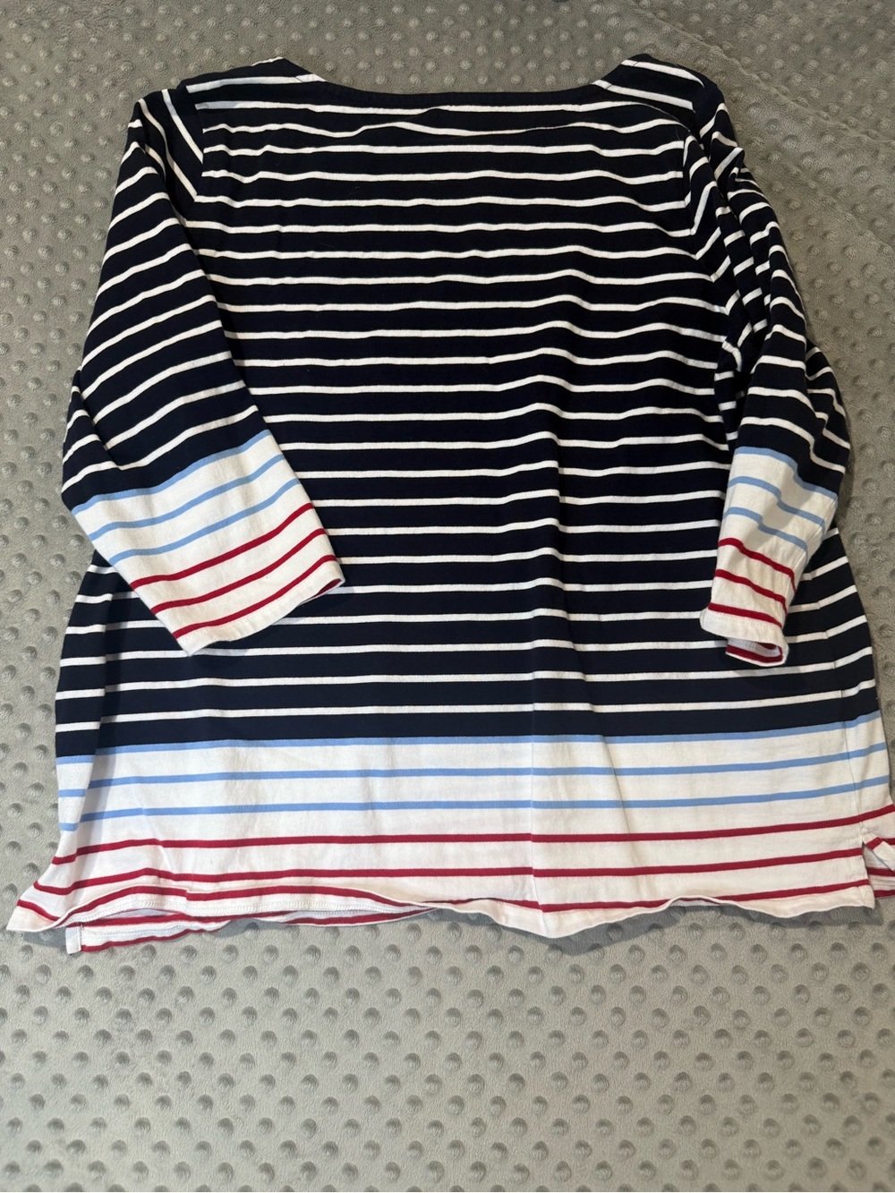 Talbots Navy, White & Red Striped 3/4 Sleeve Cotton Tee Cottagecore - Picture 4 of 4